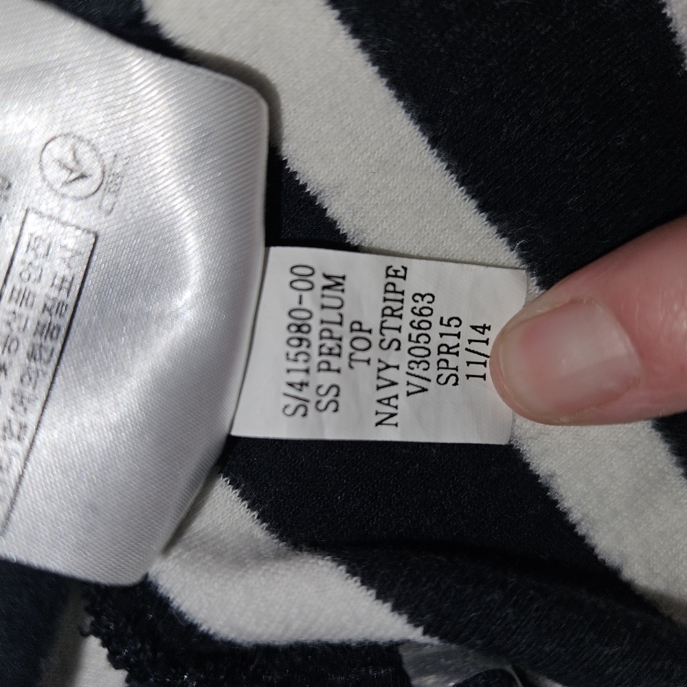 Size XL GAP Navy and White Striped Peplum Women's Top - Picture 7 of 10